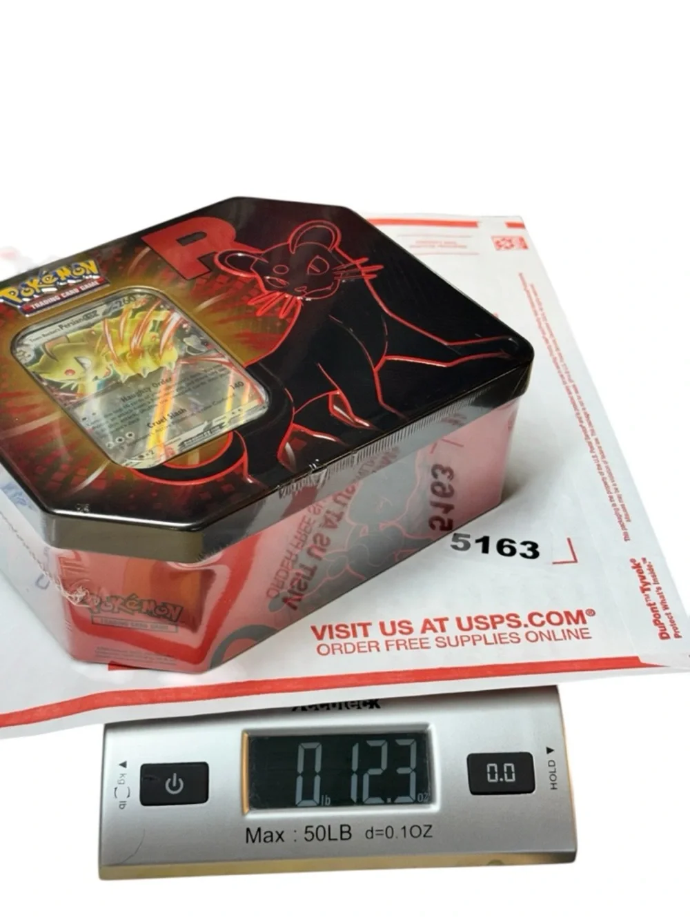 Pokemon Team Rocket Persian EX Tin - Black & Red with Yellow Card